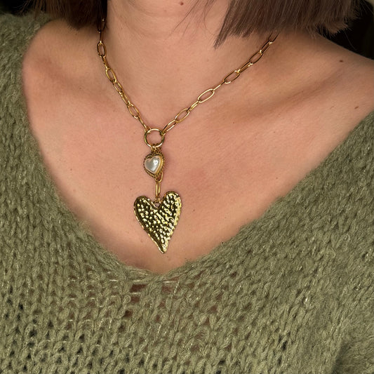 Collier coeur nacré